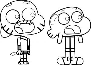 Gumball And Darwin Shocked Coloring Page
