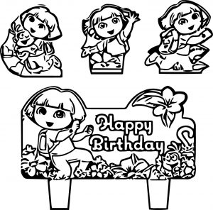 Happy Birthday Dora The Explorer Coloring Page