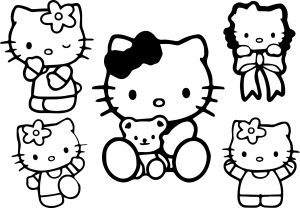 Hello Kitty Multi Kitty Coloring Page 00