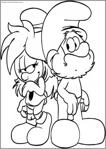 Hey There Shini Smurf Smurfette And Papa Free Printable Coloring Page