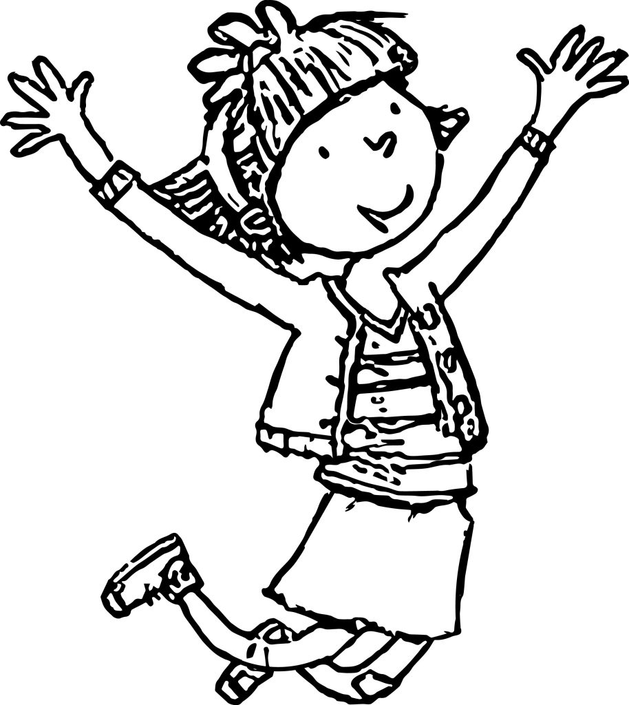 Illus Young Ab Arms Up Legs Bent Coloring Page - Wecoloringpage.com