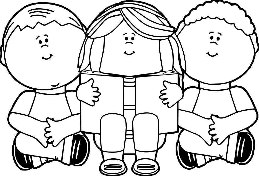 Kids Reading Kids We Coloring Page - Wecoloringpage.com