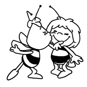 Maya the Bee Getting Kissed by Willy Coloring Page