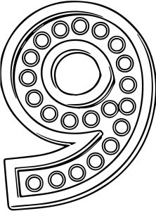 Number Nine With Lights Coloring Page