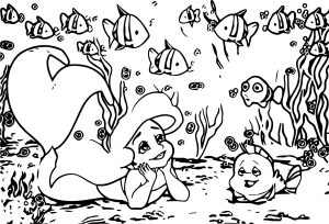 On Ariel Mermaid Coloring Page