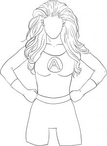 Powerful Warrior Woman Siluet Coloring Page