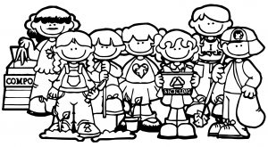 Recycle Kids Kids Coloring Page