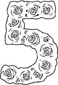 Roses Number Five Coloring Page