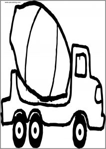 Small Cement Truck Black Tire Free A4 Printable Coloring Page