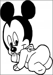 Smile Baby Mickey Free A4 Printable Coloring Page