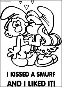 Smurf T Shirt Kiss Smurf Free Printable Coloring Page