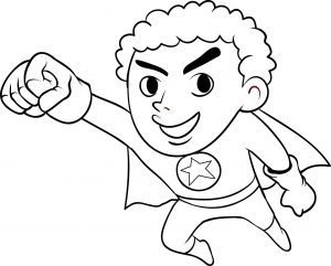Superhero Kid Coloring Page 03
