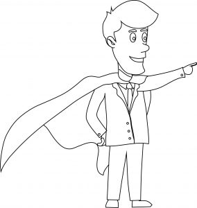 Superhero to point out coloring page