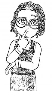 Toon Cute Girl Thinking Coloring Page