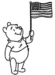 Winnie The Pooh Happy 4th July Cartoon Coloring Page