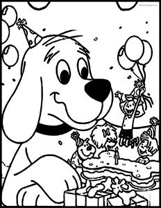 clifford the big red dog happy birthday clifford coloring page