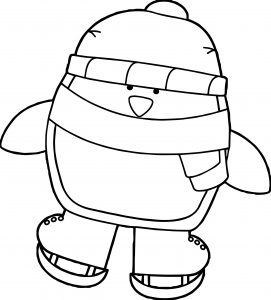 cute penguin ice skating coloring page
