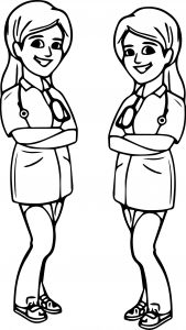 female physician with stethoscope Coloring page