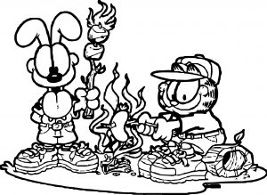 garfield camping coloring page