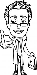 male doctor vector character with case perfect pose coloring page