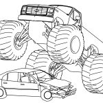 monster truck crushing car coloring page