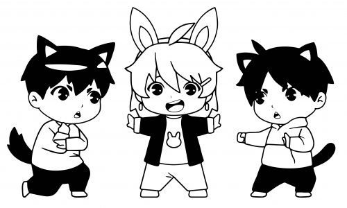 Detailed chibi anime characters coloring page - Wecoloringpage.com