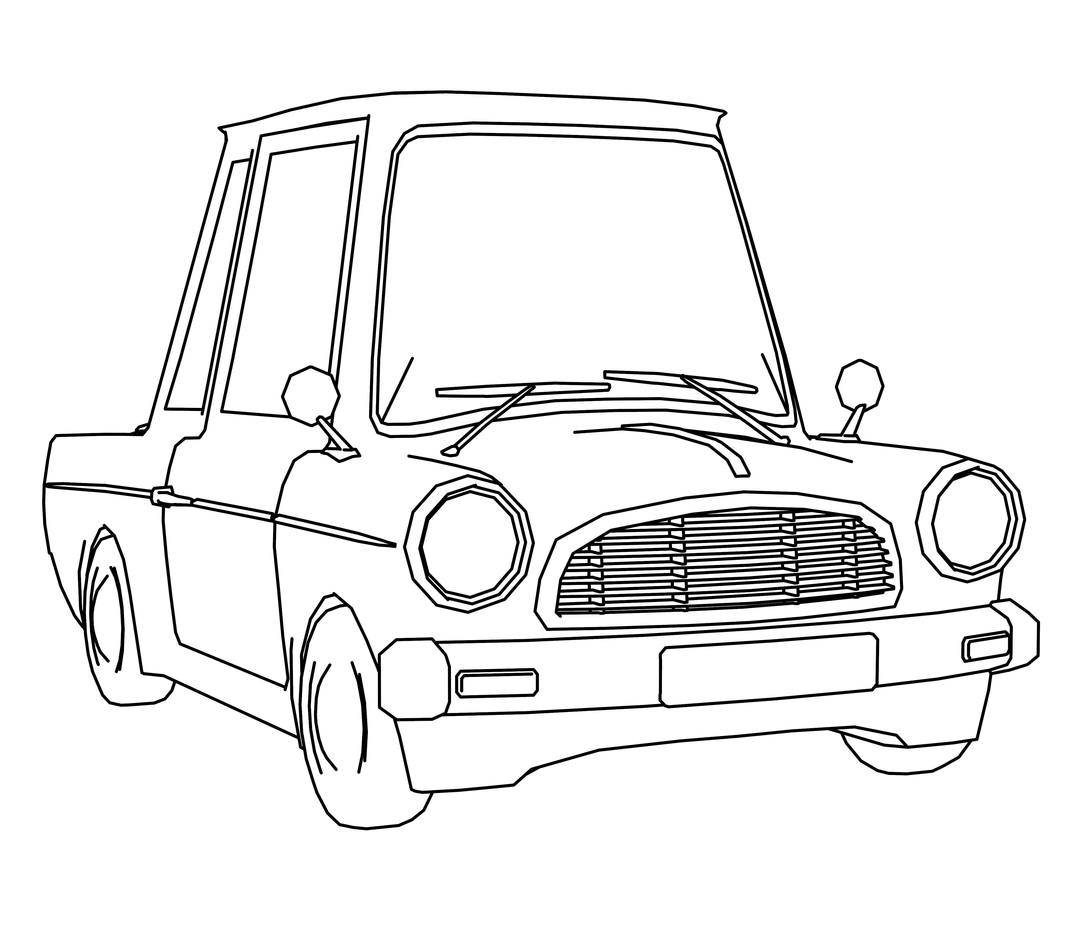 Cicada Retro Cartoon Car Coloring Page - Wecoloringpage.com