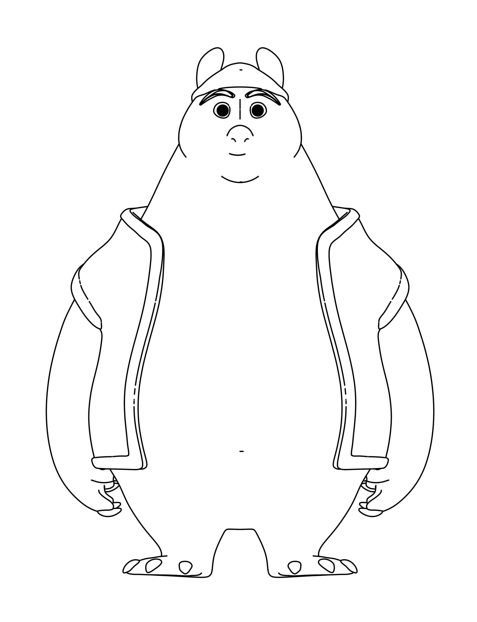 bear cartoon character front coloring page - Wecoloringpage.com