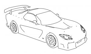 Mazda RX7 Veilside Stylized Toon Coloring Page