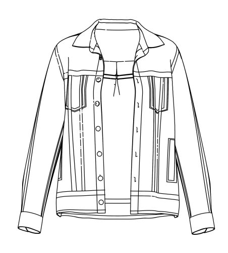 Unisex Denim Shirt Design Outline Draw Coloring Page - Wecoloringpage.com