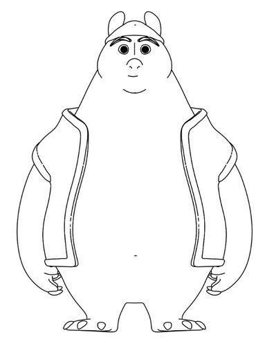 Bear Cartoon Character Front Coloring Pages