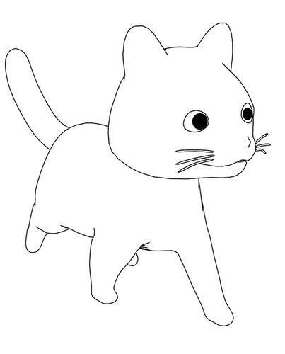Small Cat Walking Coloring Pages